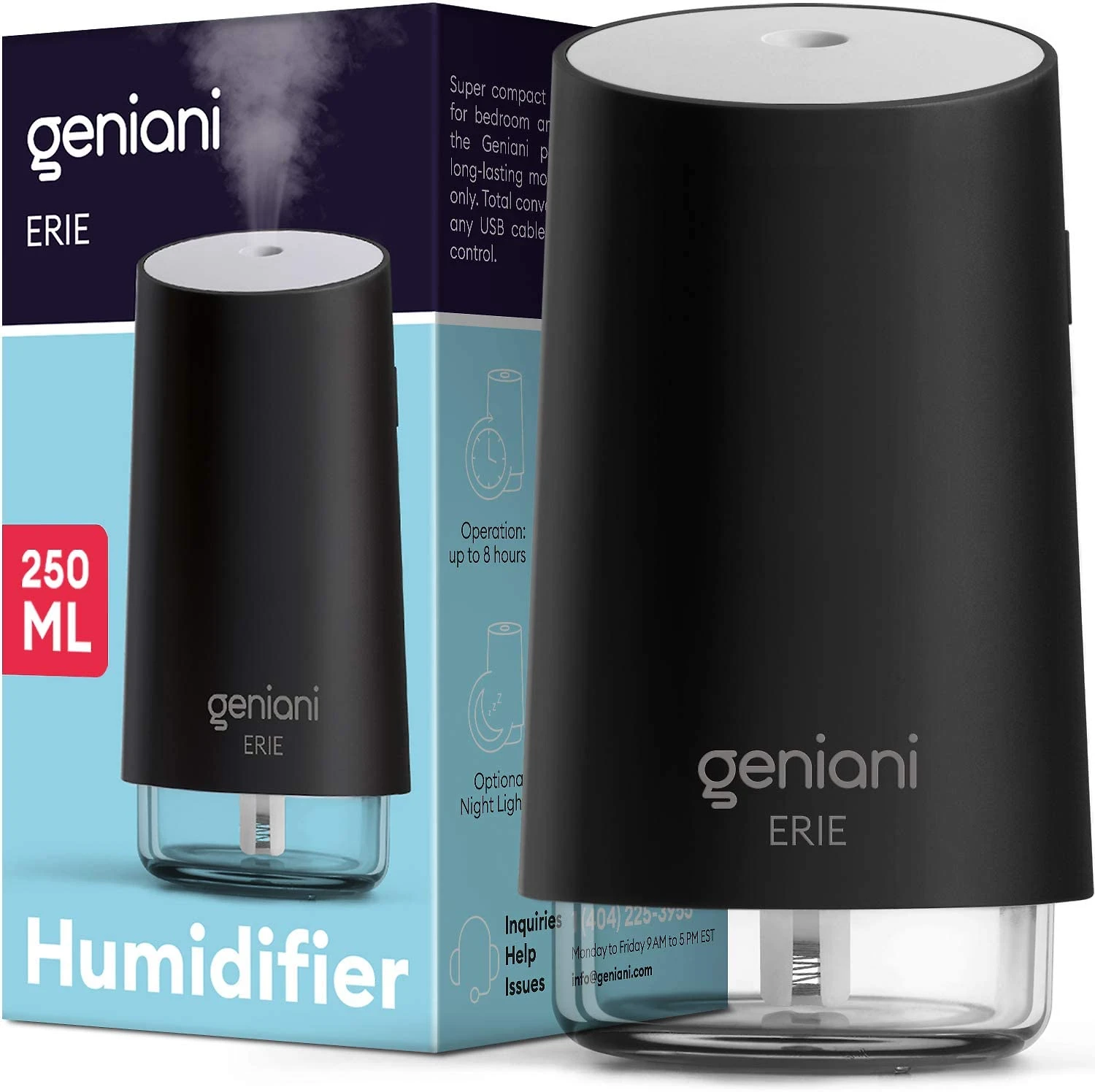 GENIANI Umidificador 250ML cDesligamento Automático e Luz