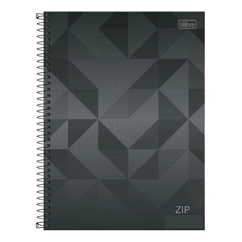 Caderno Espiral Universitário Zip Geométrico 10 Matérias Cinza - Tilibra