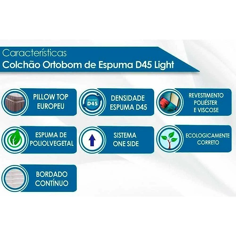 Colchão Casal Espuma D45 Light (138x188x20) Ortobom