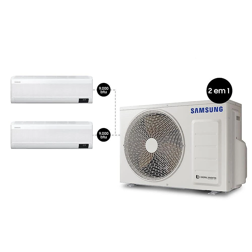 Ar-Condicionado Multi Split Inverter 18000 BTUs Samsung Quente e Frio (2 Evap. HW 9000) 220V