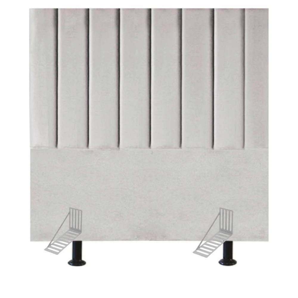 Cabeceira Estofada Cama Box Casal 140 Cm Catarina Veludo E Frame cinza Claro