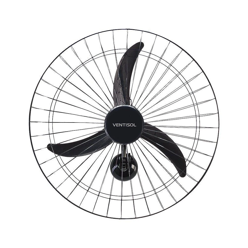 Ventilador de Parede Ventisol 147W 60cm Preto New Oscilante 3 Velocidades 110V