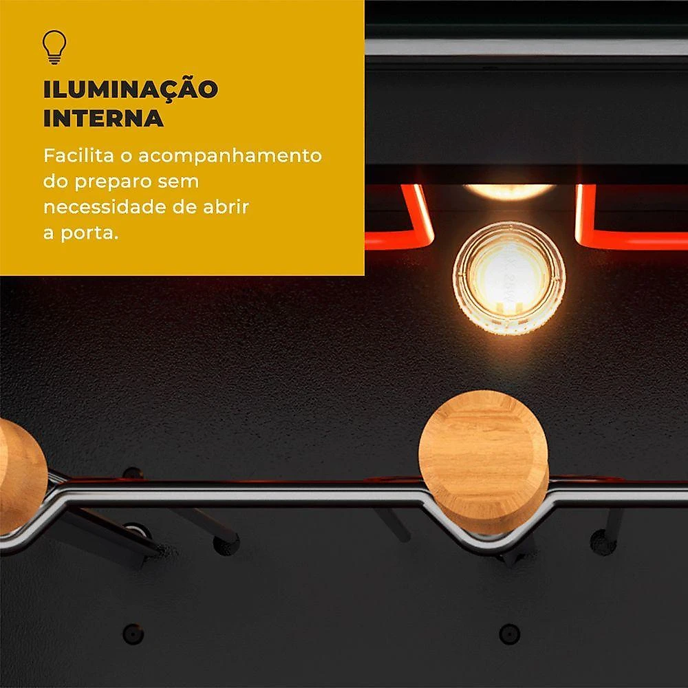 Churrasqueira Elétrica de Embutir Ranch 3 Espetos Rotativos Preto Fischer 220V