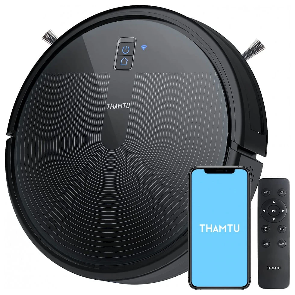 Aspirador de Pó Robô Thamtu G10 com Conexão via APP WI FI, Auto Carregamento, 110V, Preto