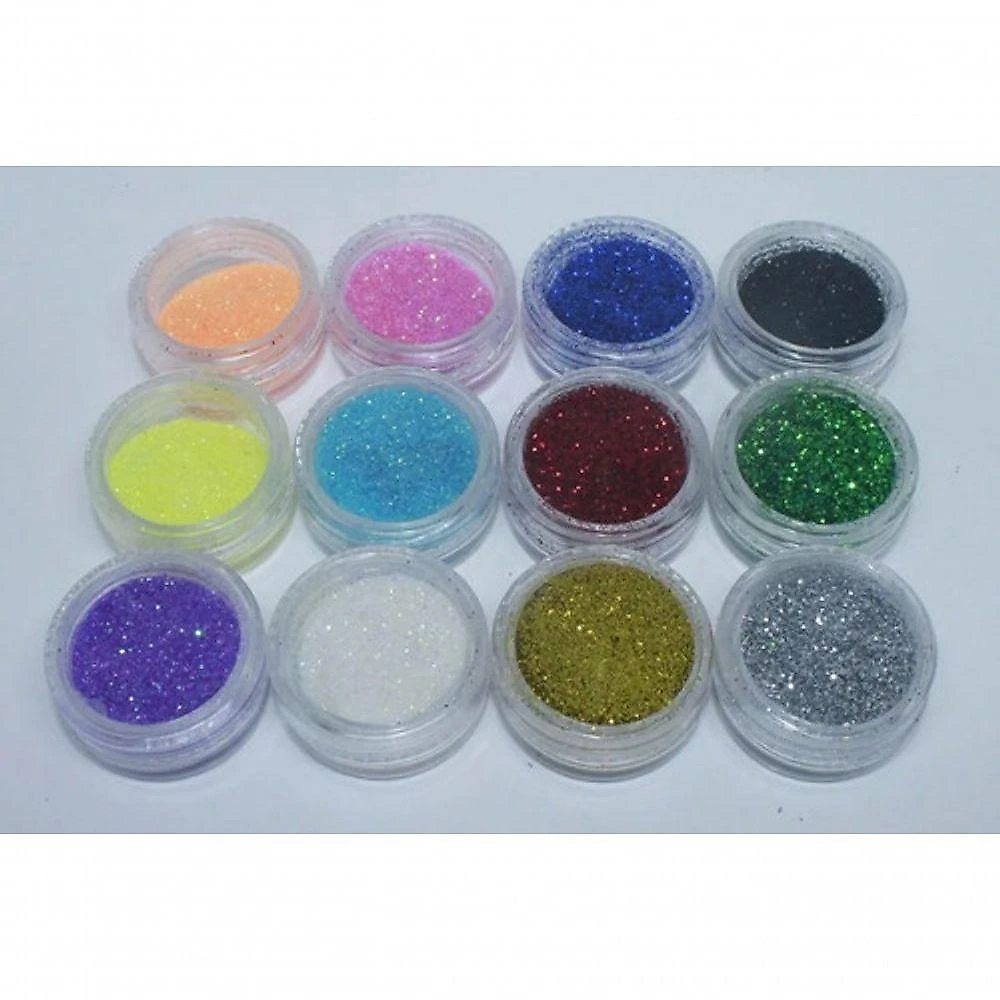 Kit Com 12 Potinhos Com Glitter Brilho Purpurina Para Unha