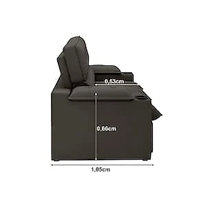 Sofá 4 Lugares Luizzi Liverpool Slim com Assento Retrátil e Reclinável, Revestido em Suede - 240cm de Largura Marrom