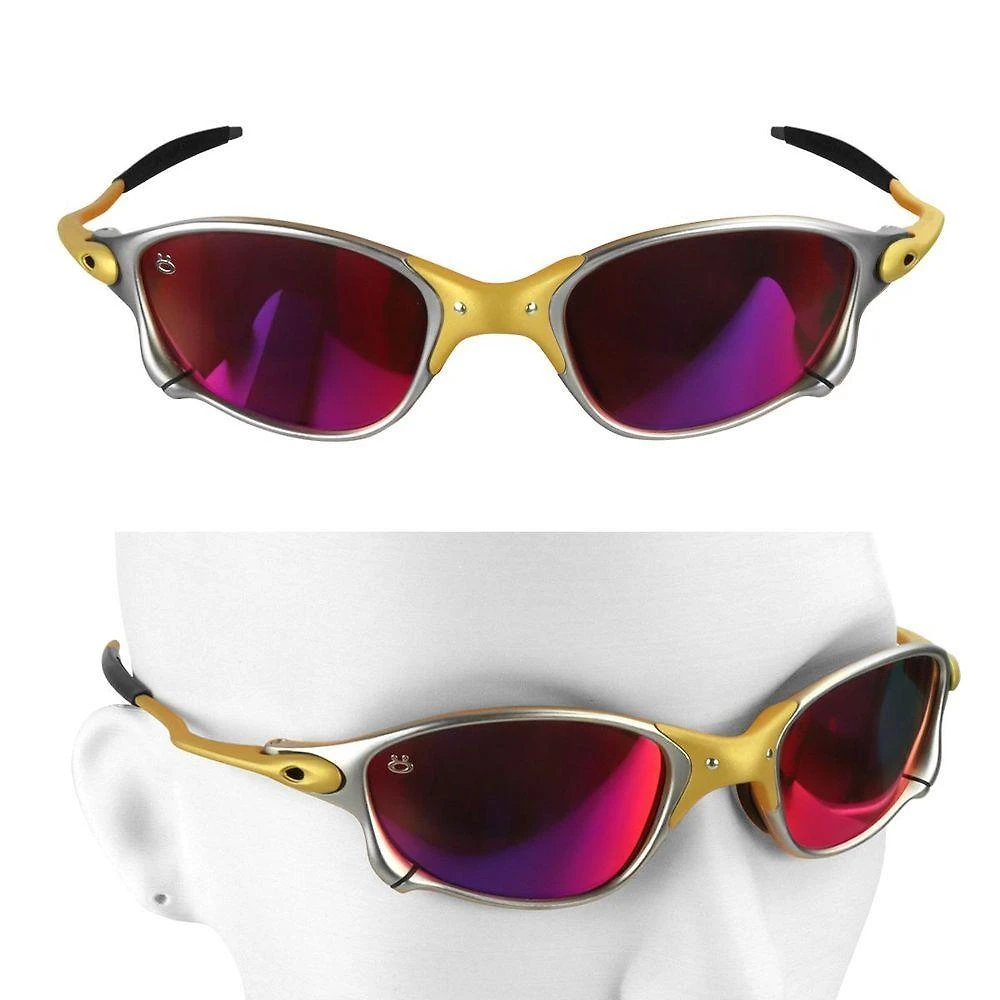 Miniatura Oculos De Sol Mandrake Lupa Juliet Protecao Uv Metal Case Todo Metal Estiloso Roxo Presente Casual