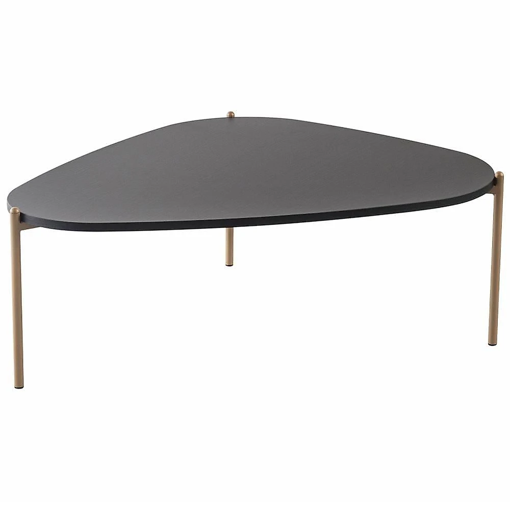 Kit 02 Mesas De Centro Para Sala De Estar Pés Metálicos Adek A03 Nero Dourado - Lyam Decor