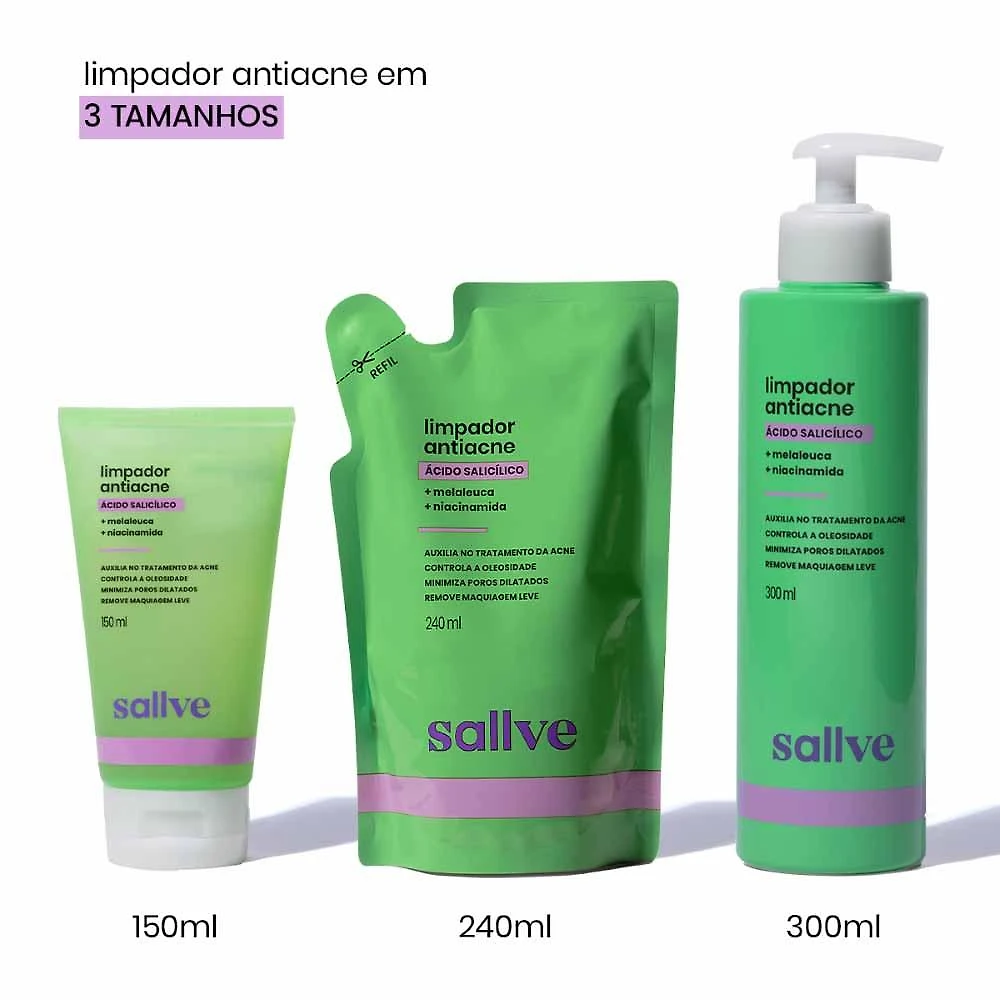 Refil gel espuma limpador facial sallve antiacne