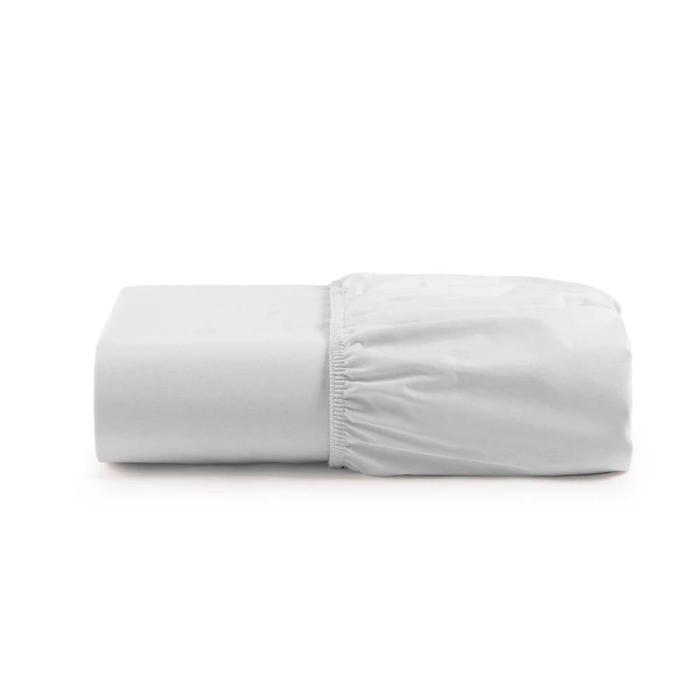 Lençol de Baixo Queen Iris Micropercal 600 Fios com Elástico Branco Clara Luz Decora