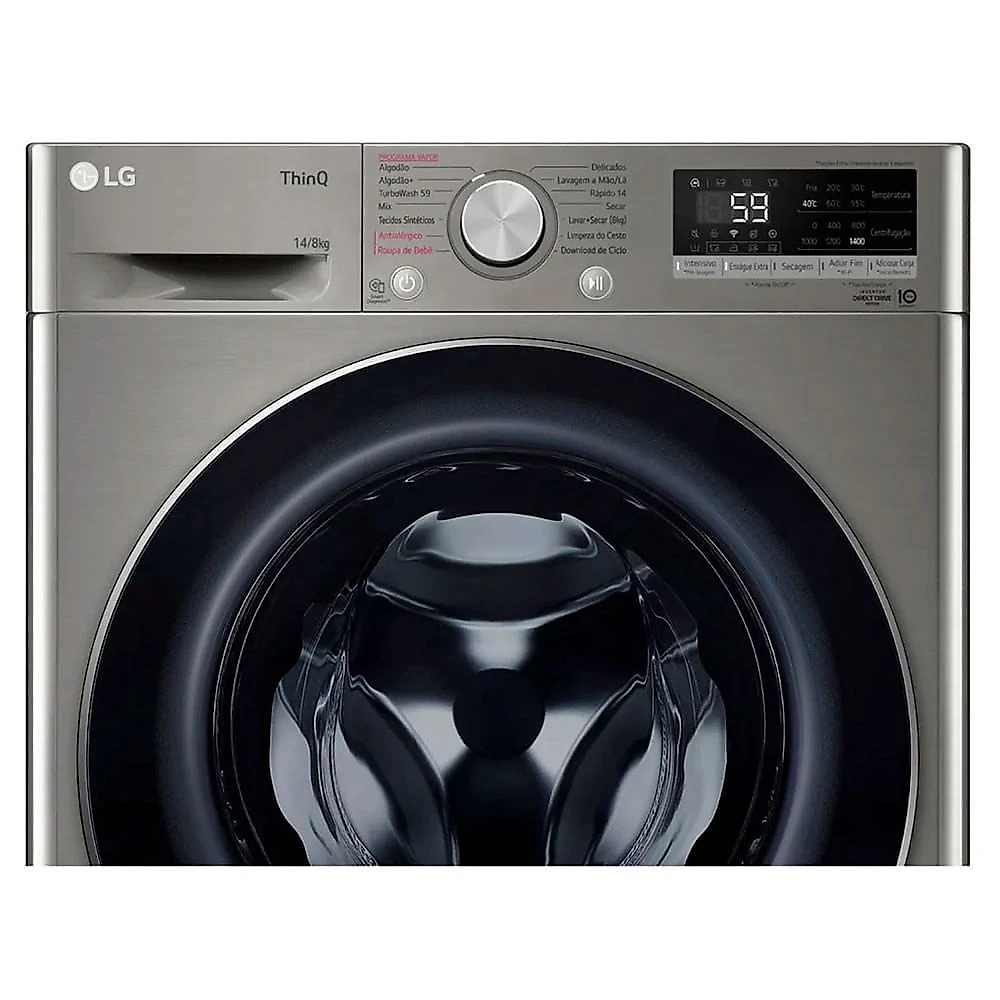 Lava e Seca Smart VC4 14Kg Inox Look com Inteligência Artificial AIDD CV5014PC4A LG Inox - 110V