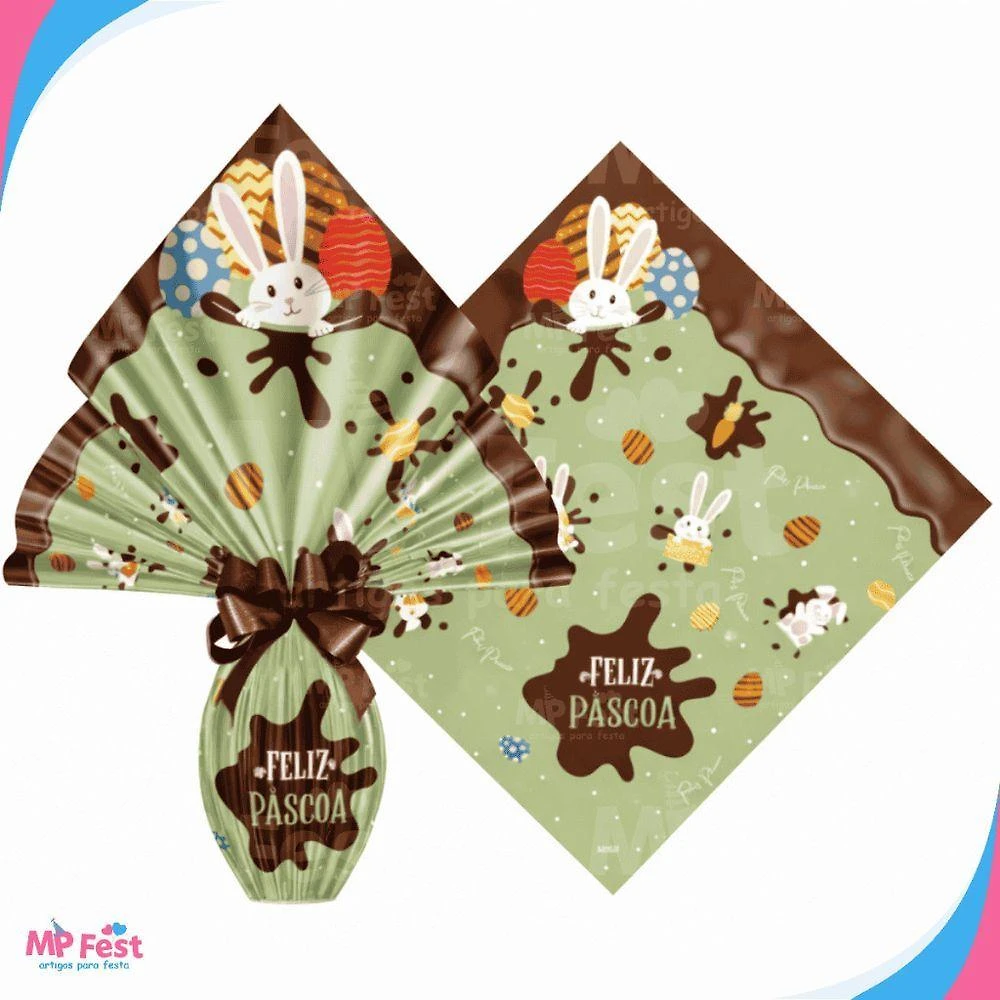 Kit 25 Sacos para Ovos de Páscoa Polipropileno 34x34CM Verde OEM