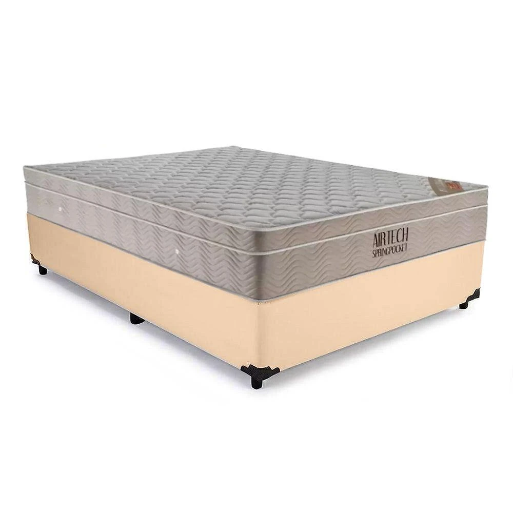 Cama Box Casal Airtech Molas Ensacadas 65cm Madeira Bege Ortobom
