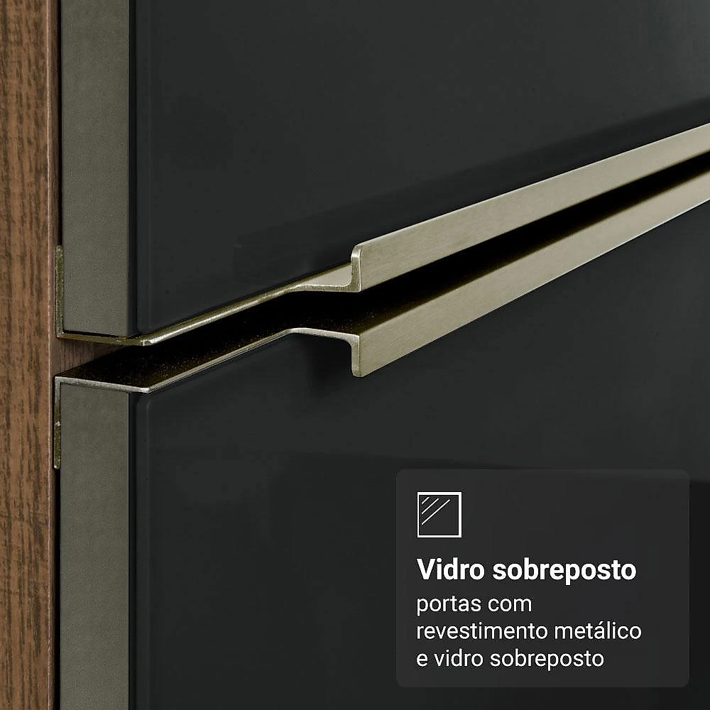 Armário de Cozinha Completa 240 cm Rustic/Preto Lux Madesa 09