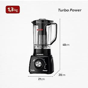 Liquidificador Mondial Turbo Power L-99 FB Copo San Cristal 3 Velocidades 550W Preto 110V
