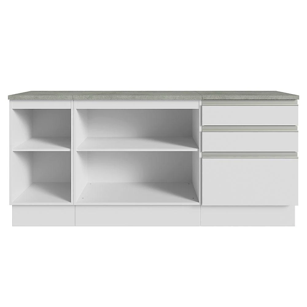 Armário Gabinete para Banheiro 180cm 3 Portas 3 Gavetas Branco Madesa Branco