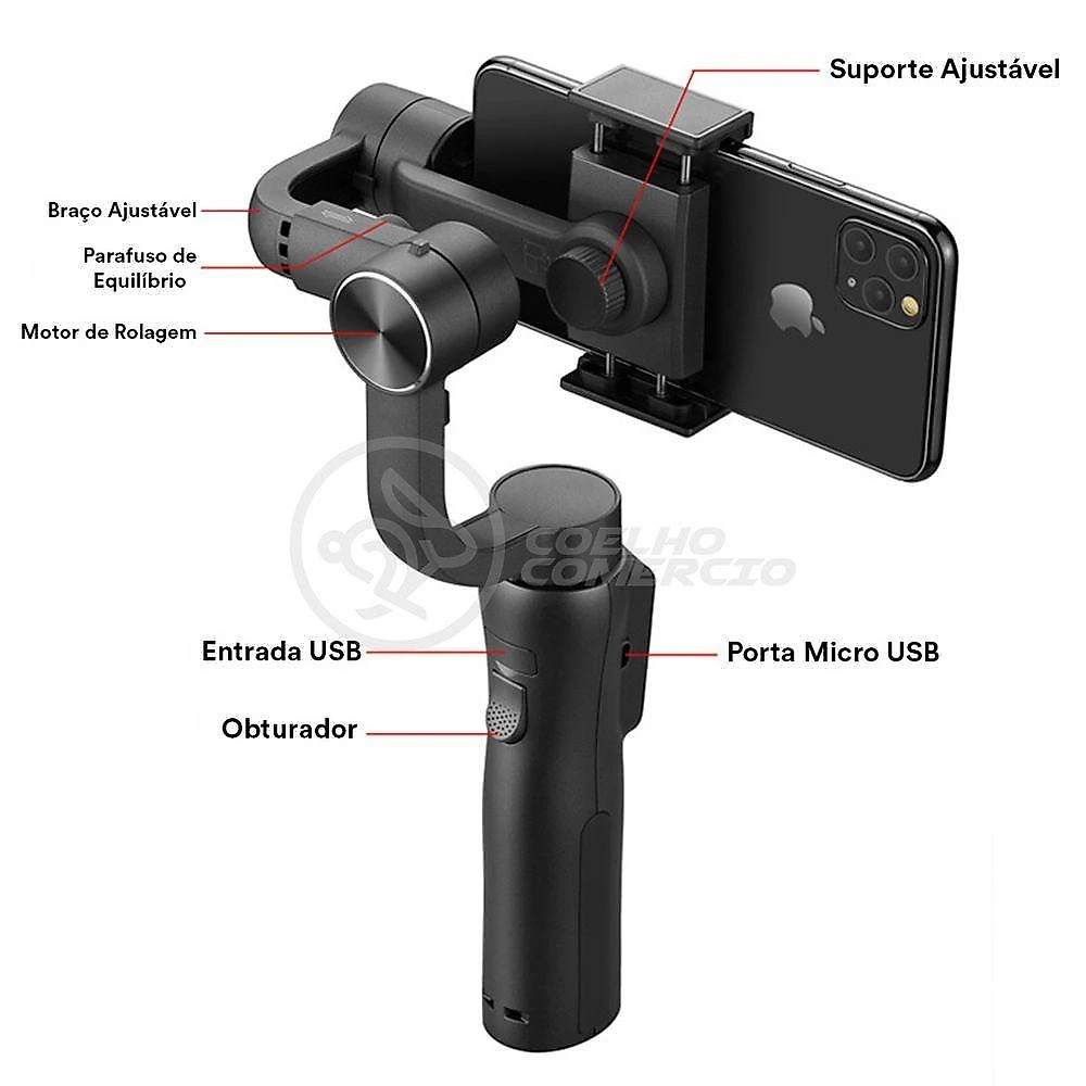Estabilizador De Mão Portátil Gimbal S5b 3 Eixos Bluetooth