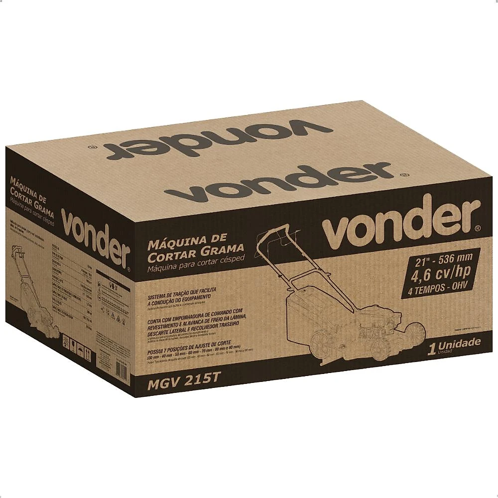 Cortador de grama 4,6 hp gasolina 21" mgv215t vonder