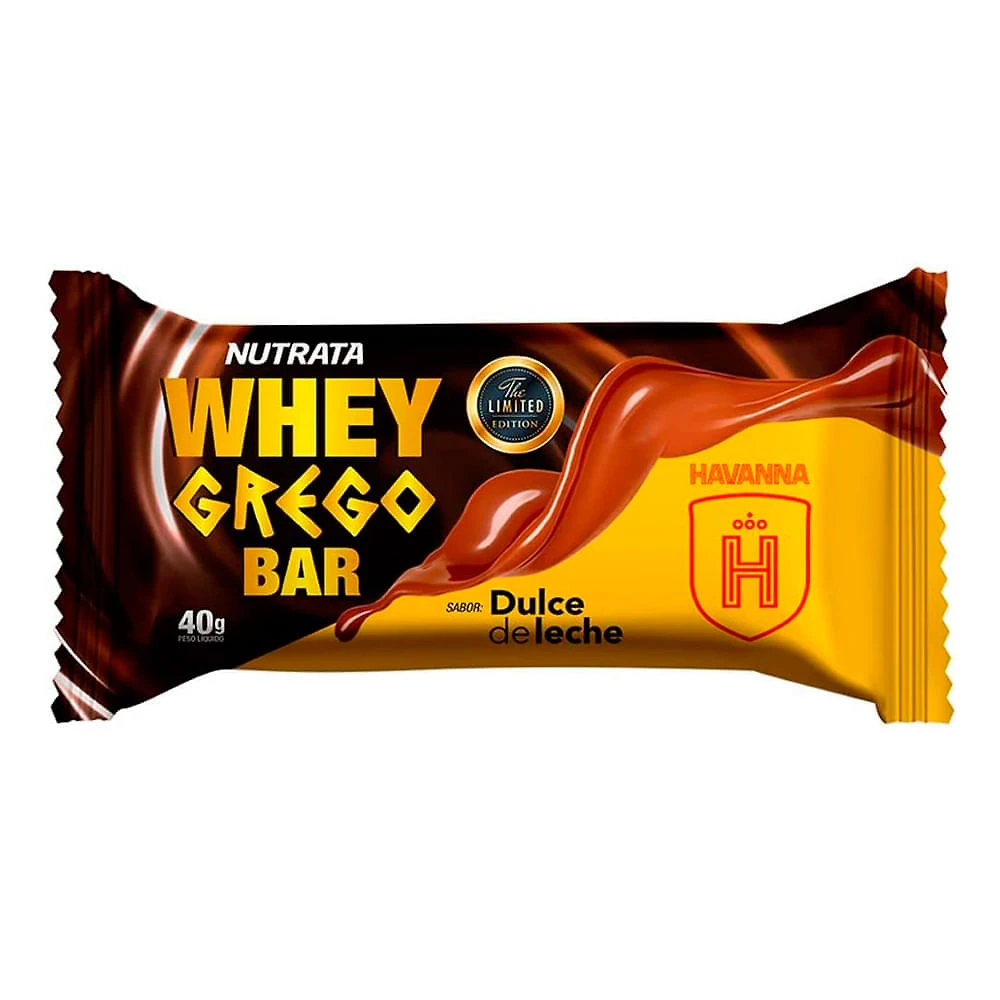 Barra de Proteína Whey Grego Bar Nutrata Sabor Dulce De Leche Havanna com 11g de Proteína 40g
