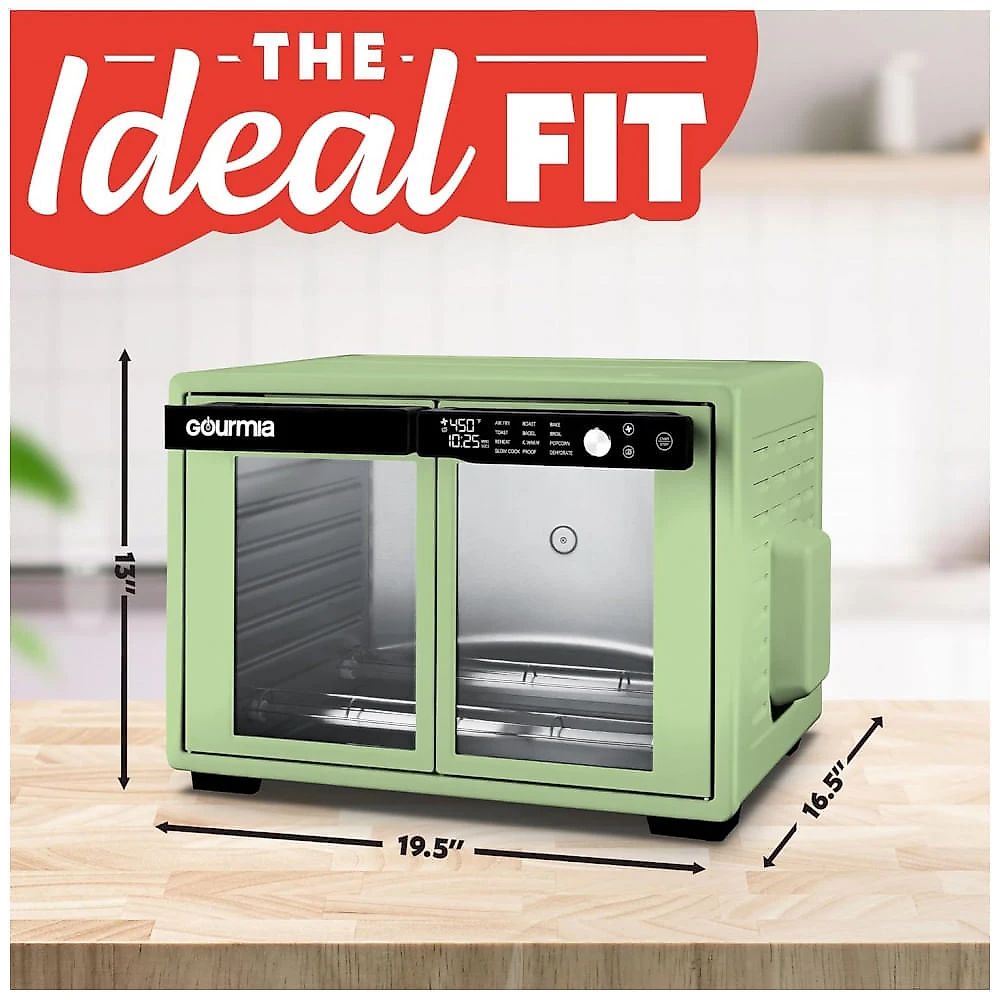 Gourmia Forno Air Fryer French Door 37 Qt Capacidade Grande, 12 Funções, Display Digital, Verde