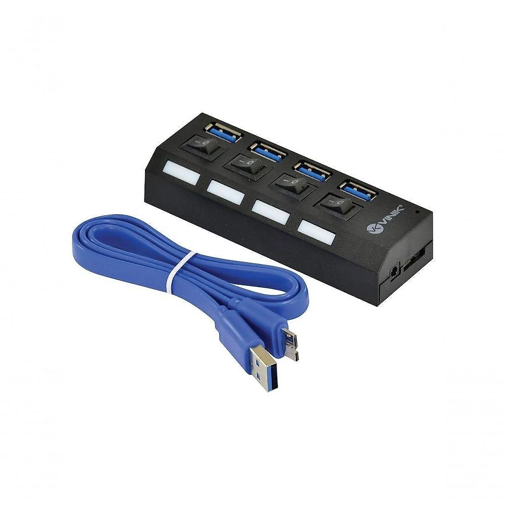 Hub USB 3.0 4 Portas HUV-50 com Interruptores Individuais e Taxa 5 GBPS Vinik