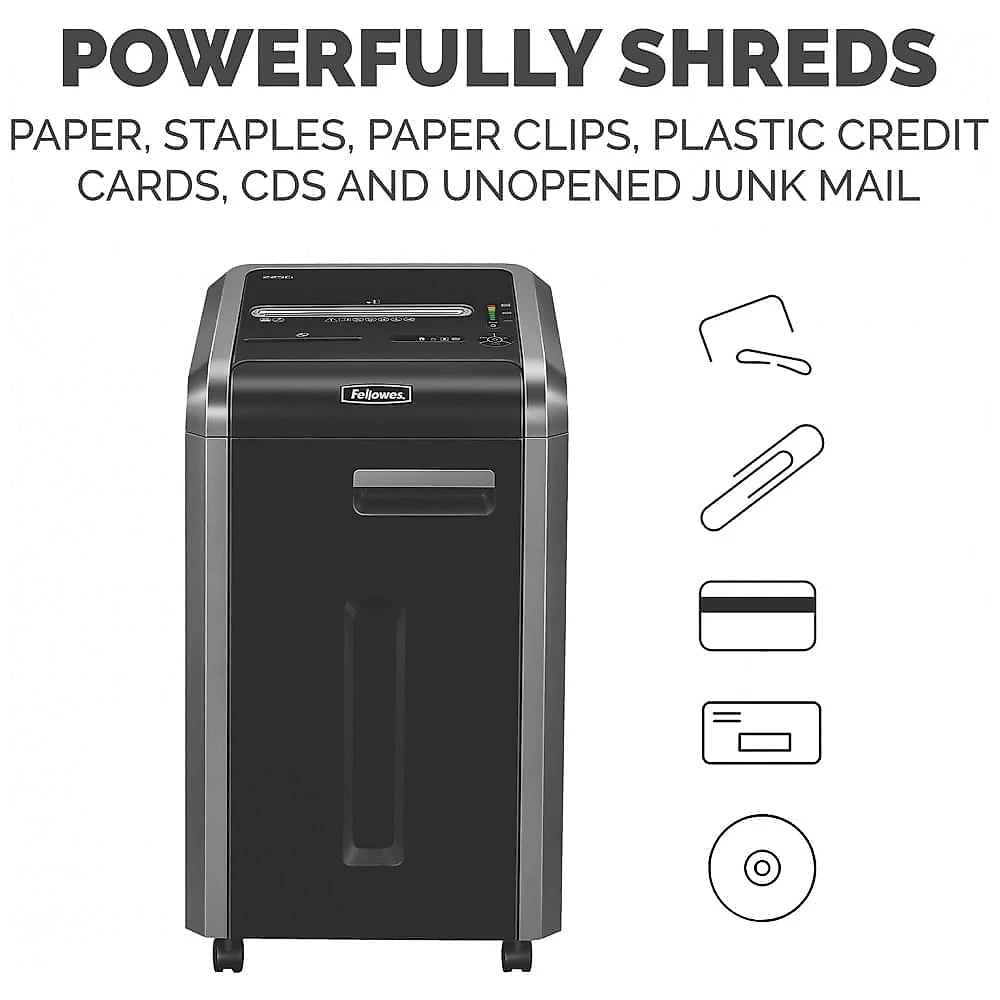 Fragmentadora de Papel 22 Folhas Á Prova de Atolamento, 110V, Fellowes, Preto