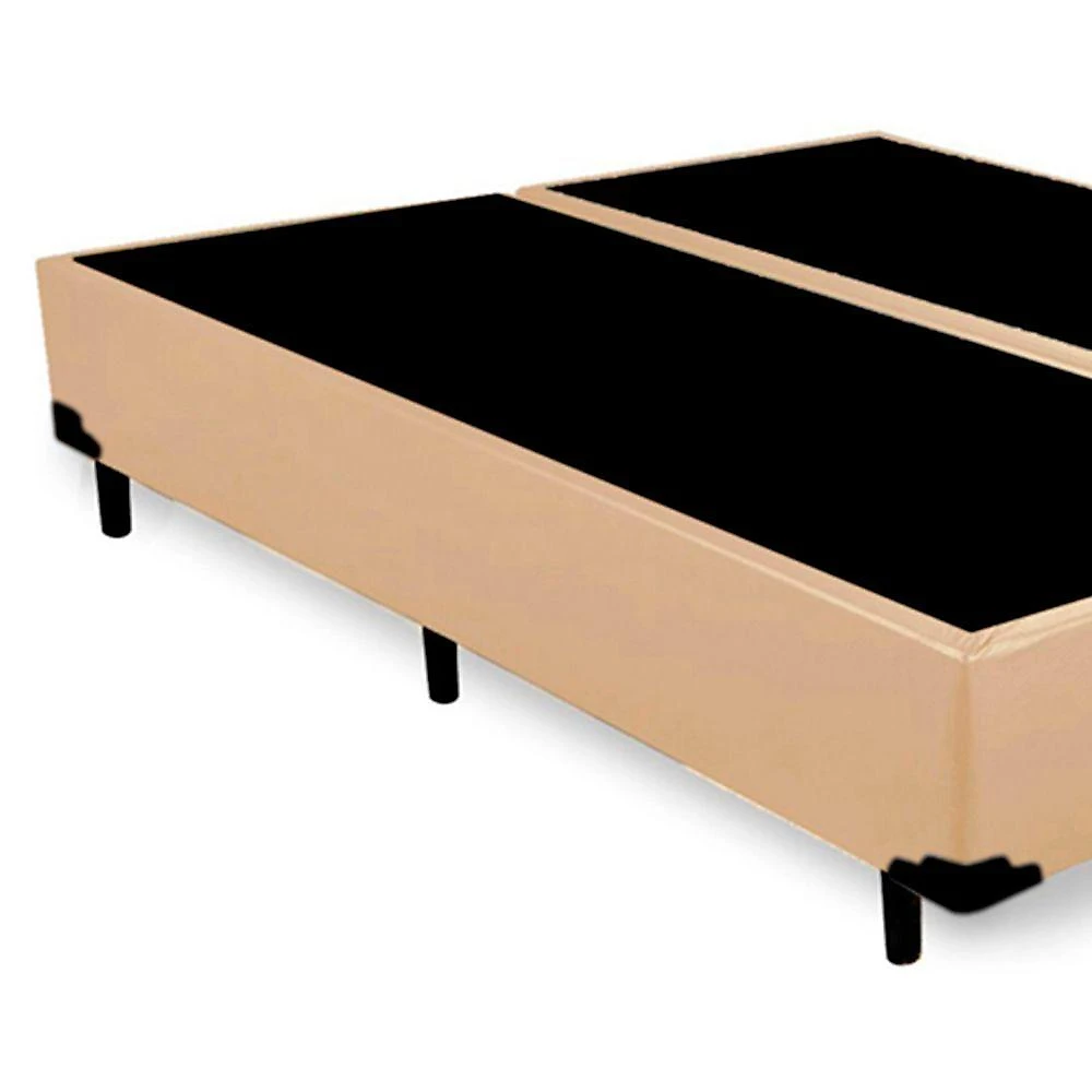 Cama Box Queen Bipartido Sintético Mega Cama Bege 158x198x42cm