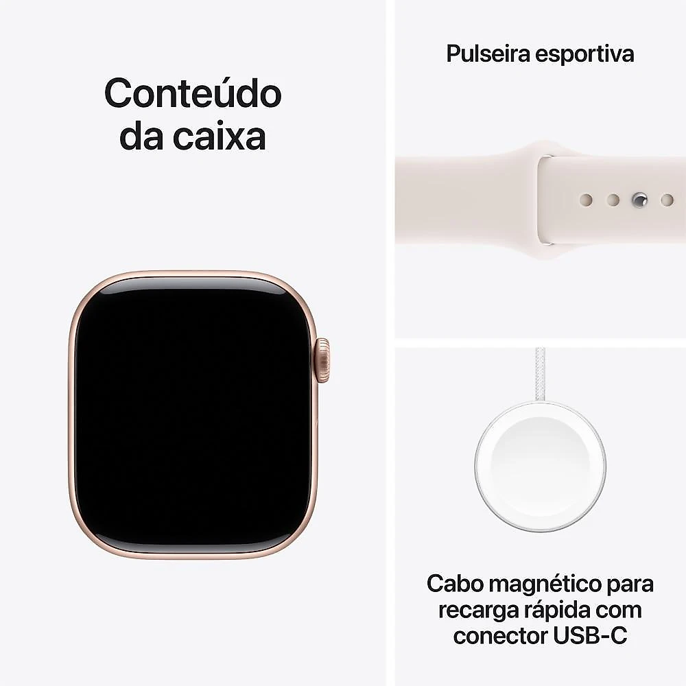 Apple Watch Series 11 GPS - Caixa cor de ouro rosa de alumínio – 46 mm - Pulseira esportiva blush-clara – P/M