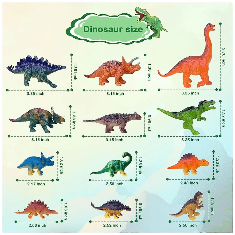 Brinquedo de Dinossauro para Crianças: Conjunto Educativo com 12 Figuras Realistas de Dinossauros, Caminhão de Transporte,ROSEORGUN