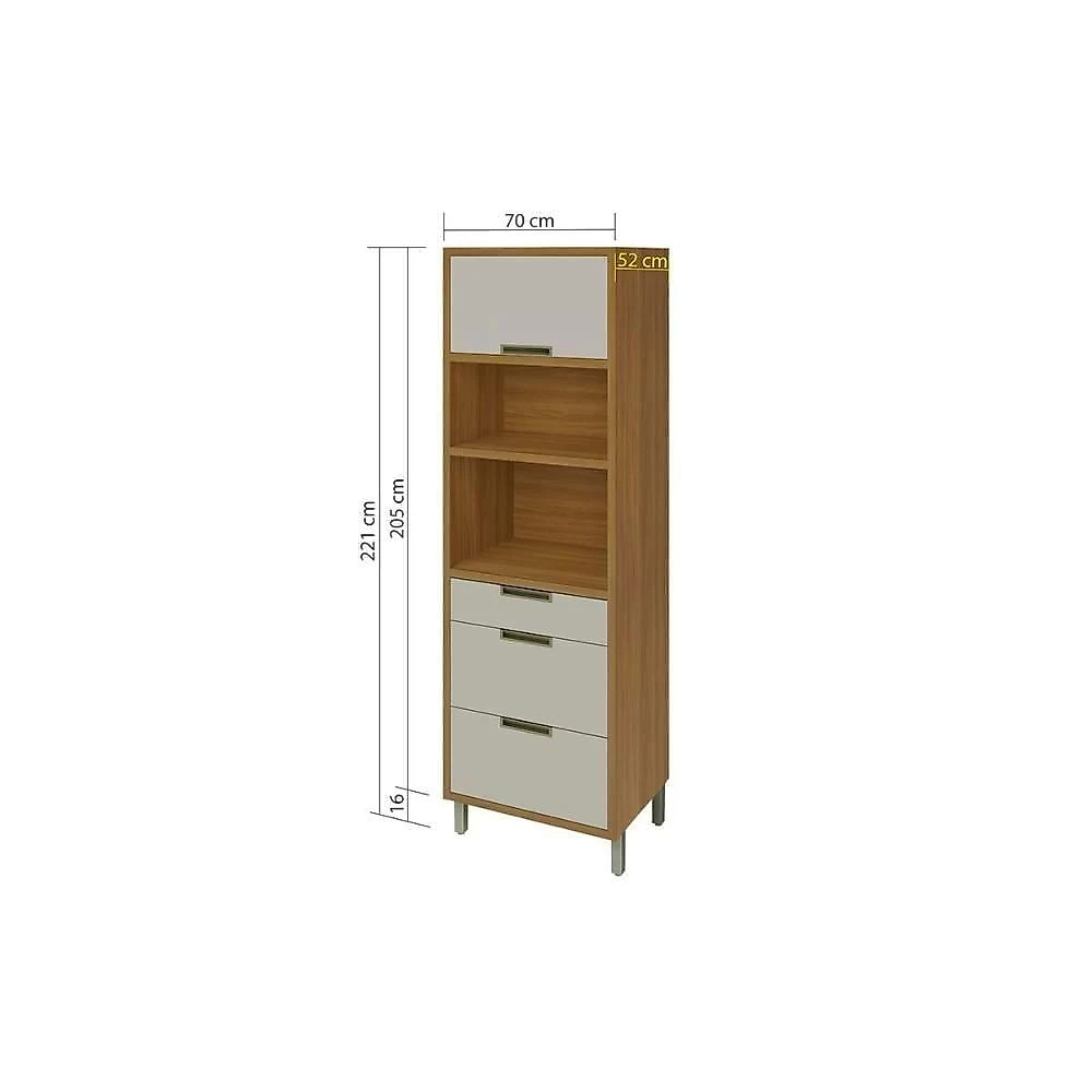 Módulo Cozinha Nesher Paneleiro Torre Quente 70cm Freijo-off White-nesher
