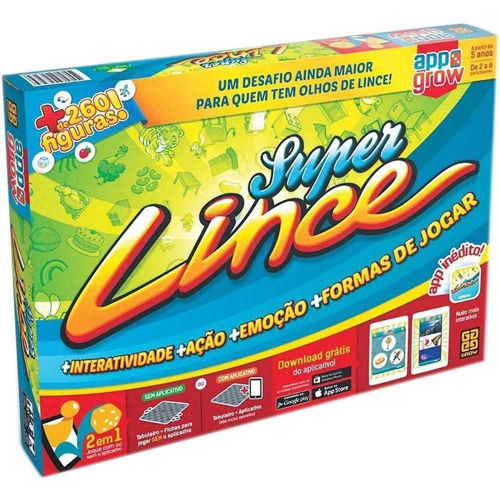 Jogo de Tabuleiro Super Lince com Apps Agilidade Visual Grow