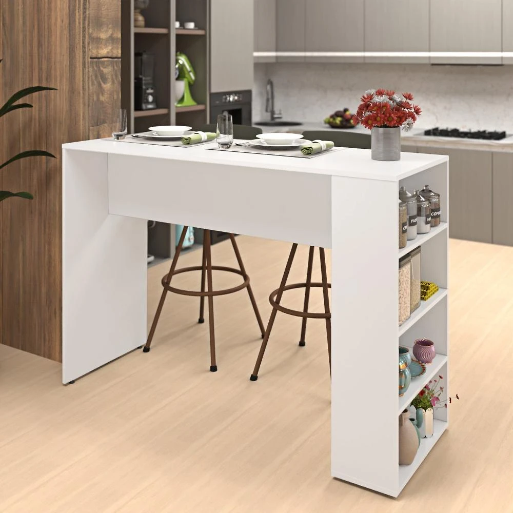 Bancada Cozinha Americana Gourmet com Prateleiras