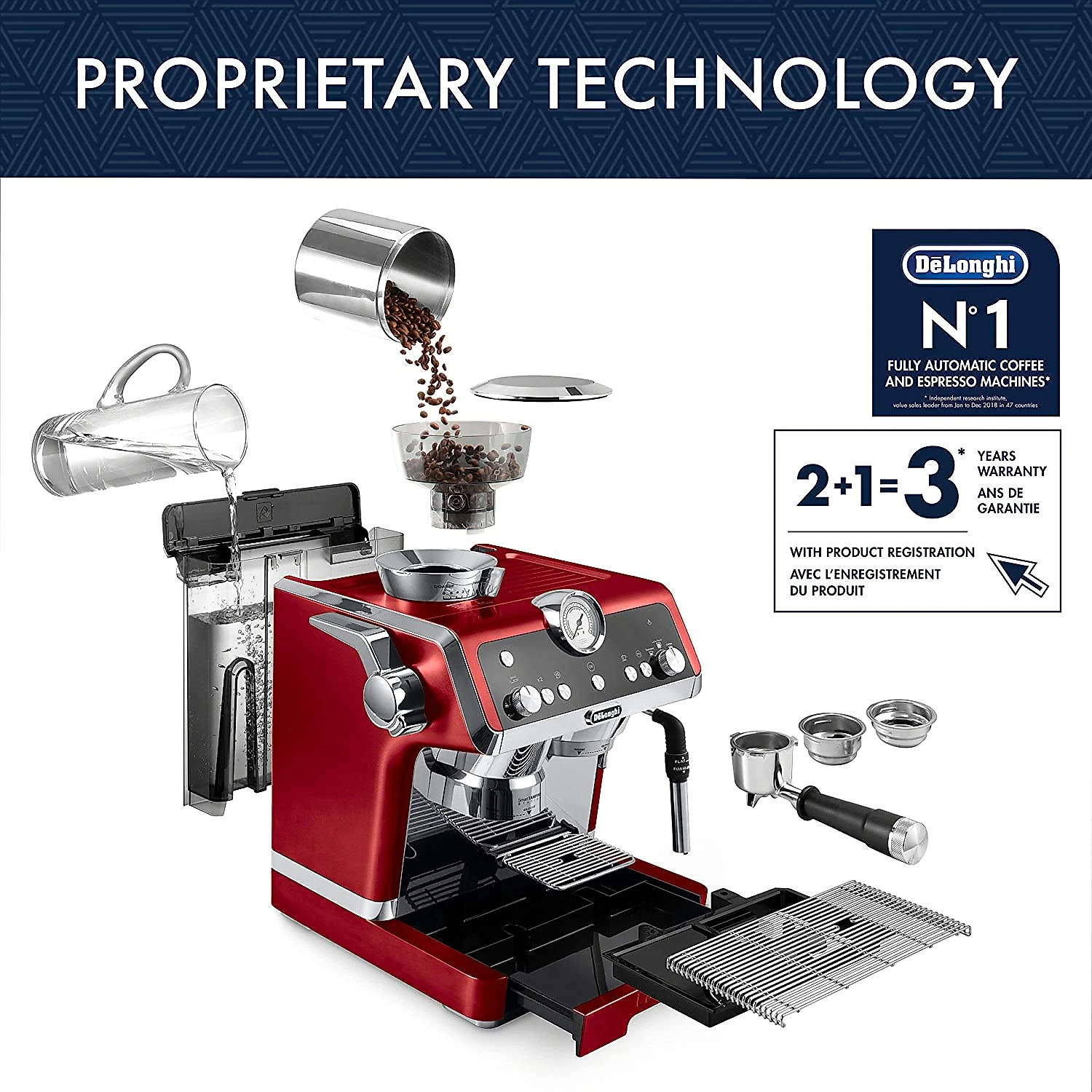 DeLonghi EC9335R Máquina de Café Expresso Manual R eservatório 2 L 19 Bar de Pressão 110V Vermelha