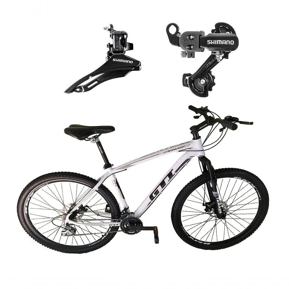 Bicicleta Aro 29 Gti Roma 21v Freio Disco Câmbios Shimano Garfo Suspensão - Branco Tam.19