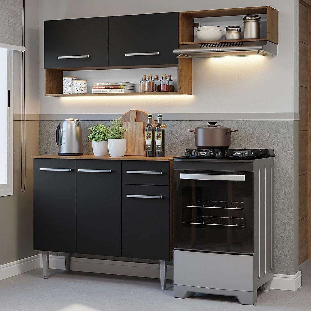 Armário de cozinha compacta 165cm emilly madesa 07 rustic