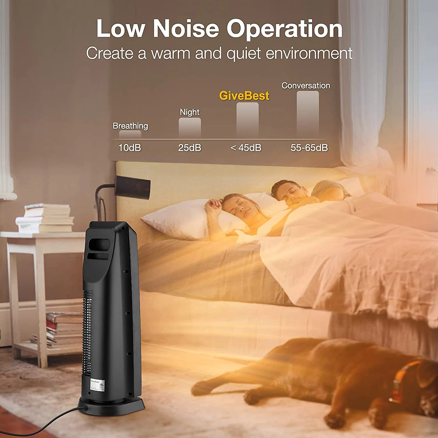 GiveBest HPQ15CEA Aquecedor de Cerâmica Elétrico Portátil 3 Co nfigurações e Controle Remoto1500W110V Preto