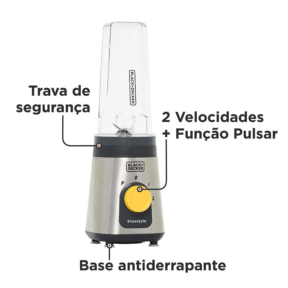Liquidificador e processador black+ decker freestyle lp320-br 2 velocidades inox 110