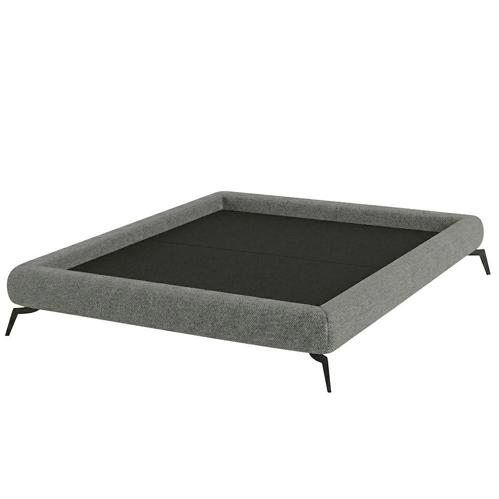 Cama Box Casal Nami MDF Pés de Ferro Linho Cinza Escuro Nexta Casa