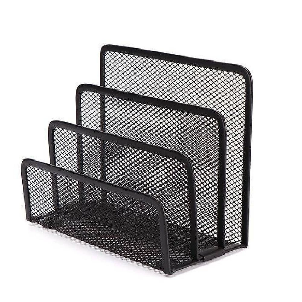 Organizador Porta Objetos Mesa Escritório Metal 3 Espaços