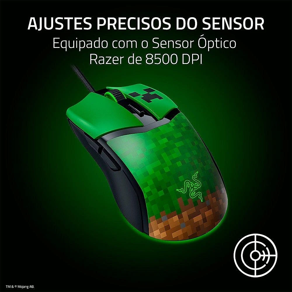 Mouse Gamer Razer Cobra, Chroma RGB, 8500 DPI, Minecraft Edition - RZ01-04650200-R3M1