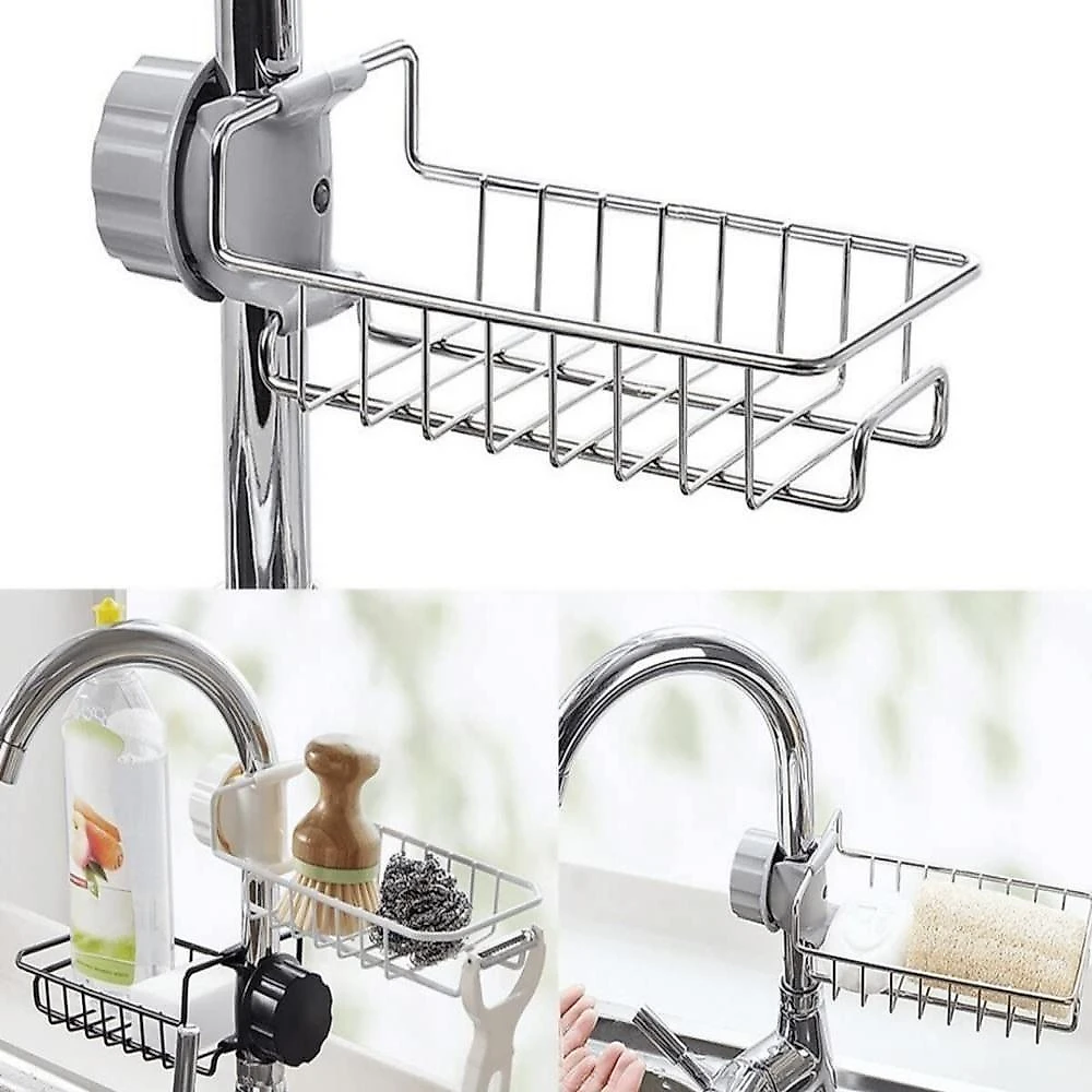 Suporte Organizador De Pia E Chuveiro Inox Porta Detergente Esponja Shampooo Rack Multiuso Cozinha