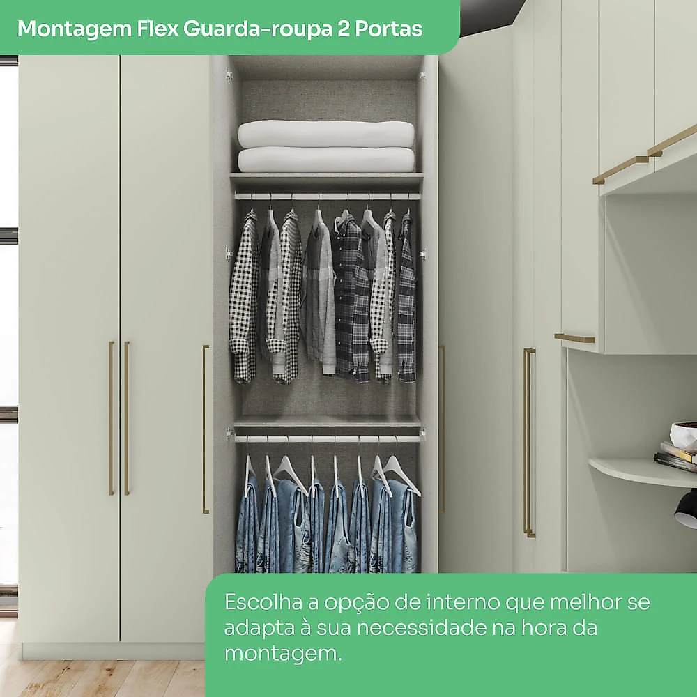 Guarda Roupa Modulado De Canto 5 Portas 3 Gavetas Bellagio Casa 812 Areia HP