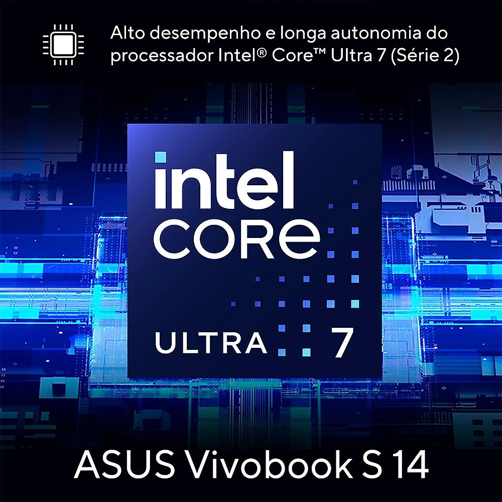 Notebook Asus VivoBook S 14, Core Ultra7, 32GB, 1TB GB SSD, Tela de 14" OLED, Mist Blue - S5406SA-PP097W Bivolt