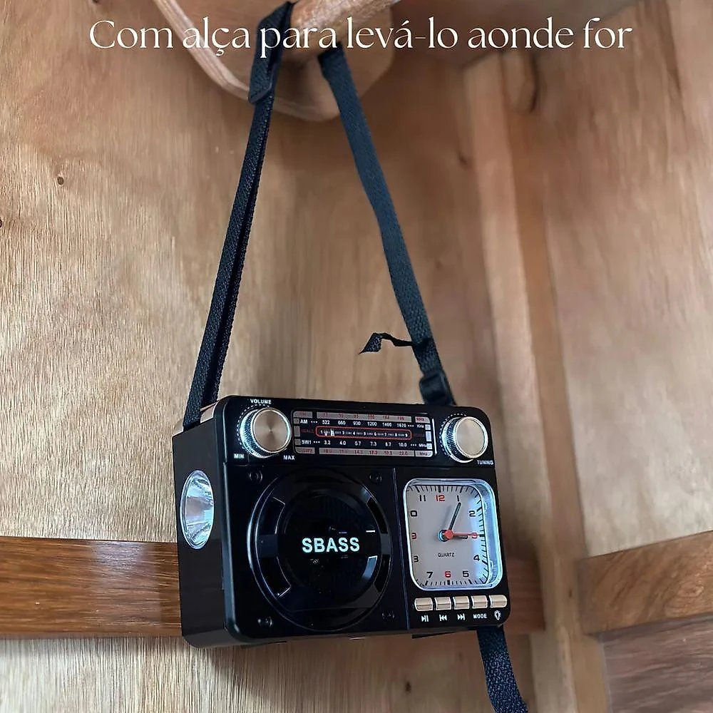 Rádio Portátil Kapbom KA-136 com Bluetooth 3W RMS Bivolt Preto