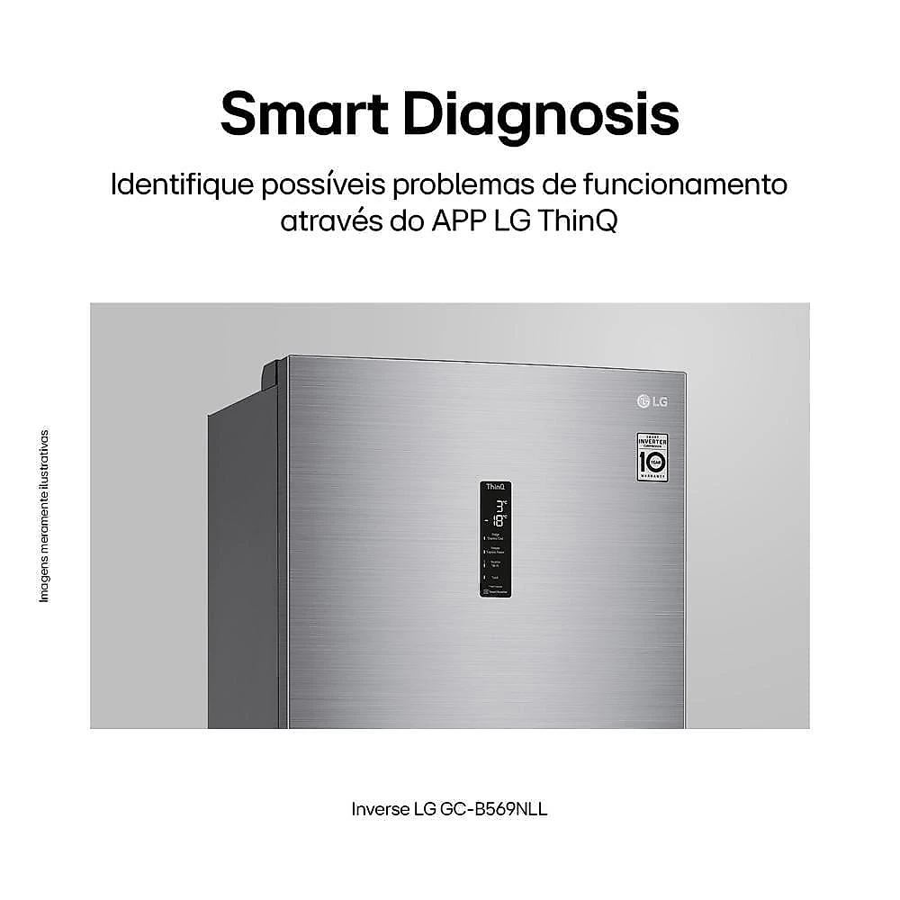 Geladeira lg frost free inverse conectividade inteligente inox look - 451l 110