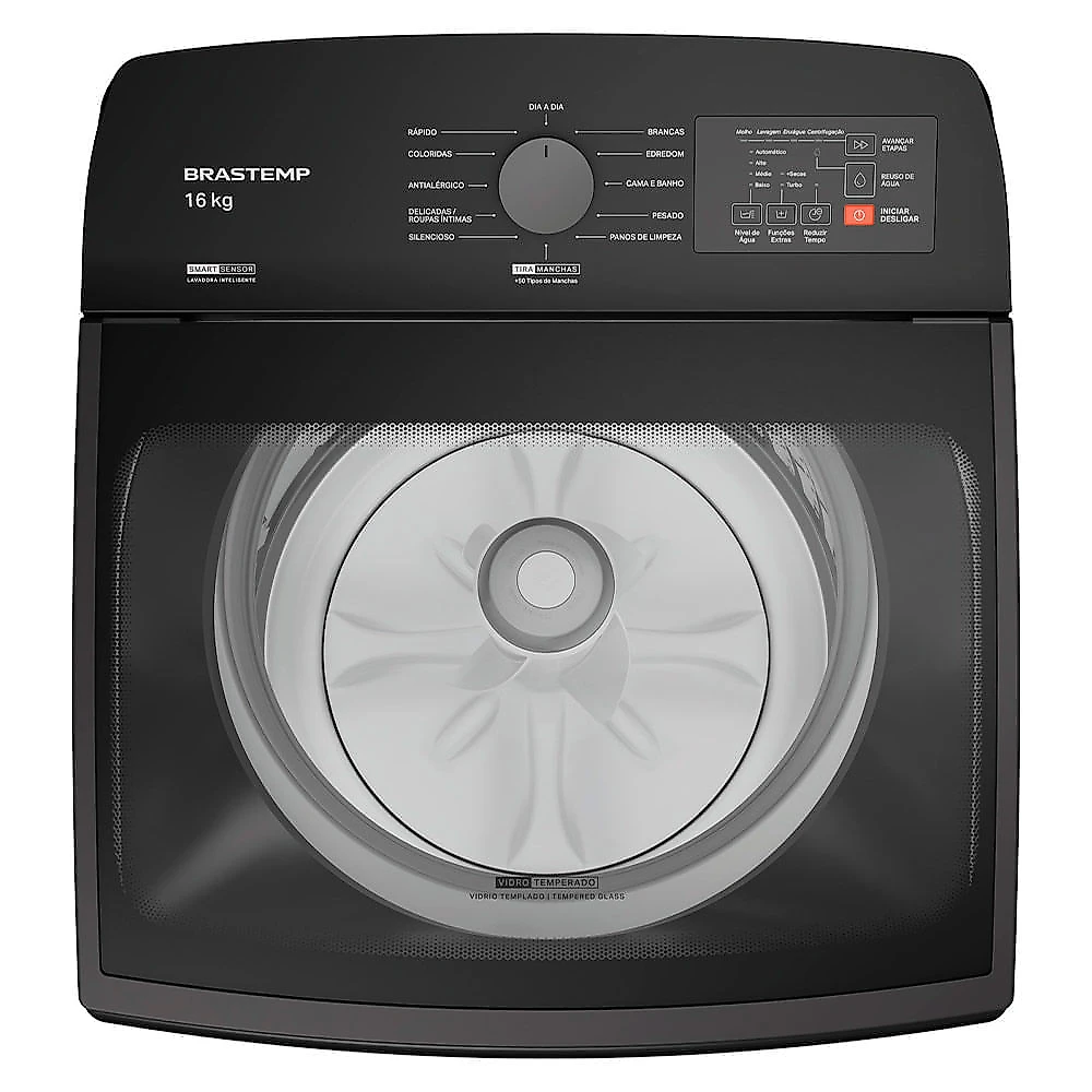 Lavadora de Roupas Brastemp 16Kg Cinza Platinum com 12 Programas de Lavagem com Smart Sensor - BWF16A9 110