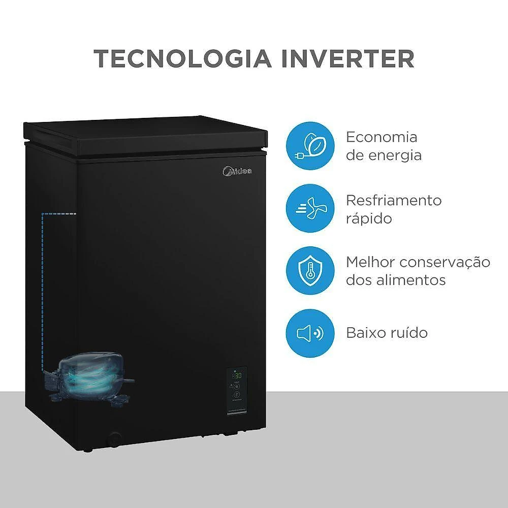 Freezer MDRC151 100L Midea Preto Bivolt