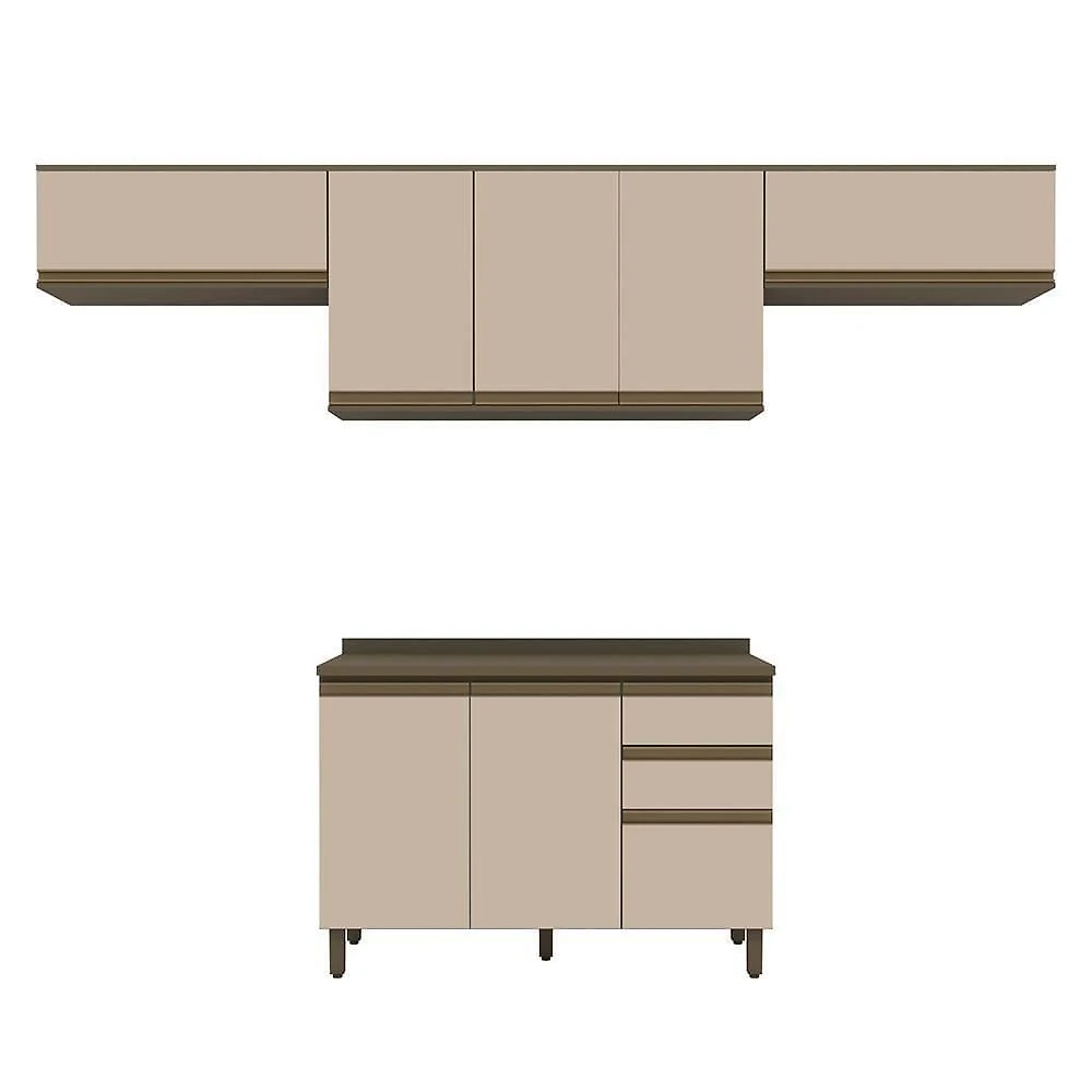 Cozinha Modulada Connect 4 Peças Balcão 120cm Duna/cristal Com Tampo Mdp - Móveis Henn Duna/cristal