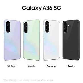 Smartphone Samsung Galaxy A36 5G Preto 128GB, 6GB RAM, Câmera Tripla até 50MP, Tela Super AMOLED 6.7", IP67, NFC, Recursos AI e Snapdragon 6 Gen 3