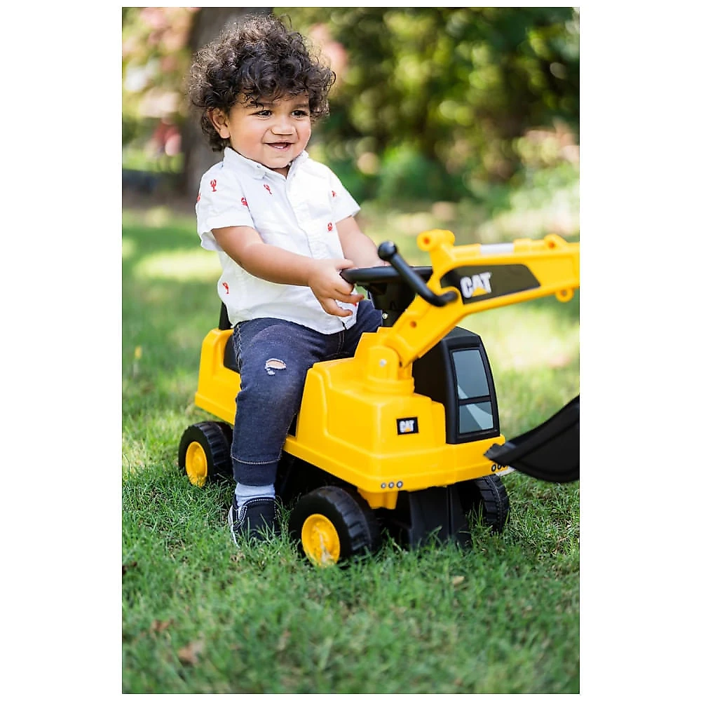 Carrinho de empurrar infantil Best Ride On Cars escavadeira CAT com pá frontal funcional
